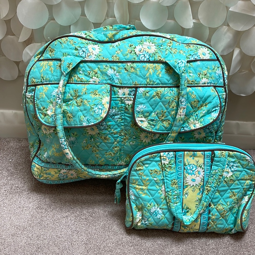 Overnight bag with matching makeup/toiletries bag
